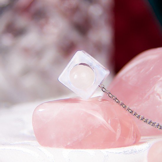 蓝月光方块吊坠 Blue Moonstone Pendant