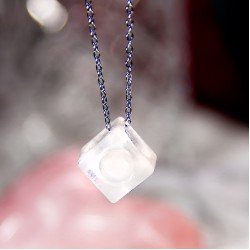 蓝月光方块吊坠 Blue Moonstone Pendant