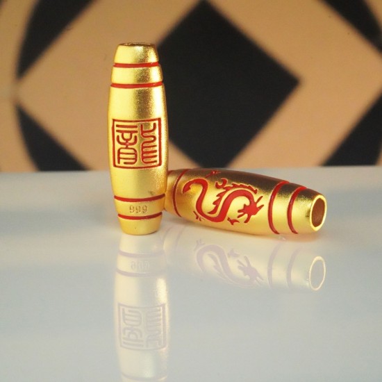 红龙天珠 Red Dragon Dzi Bead 红龙天珠 Red Dragon Dzi Bead
