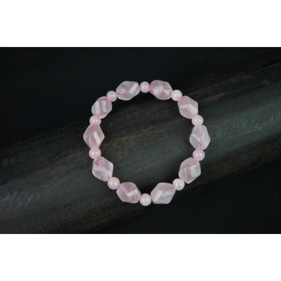 八面玲珑粉晶手链