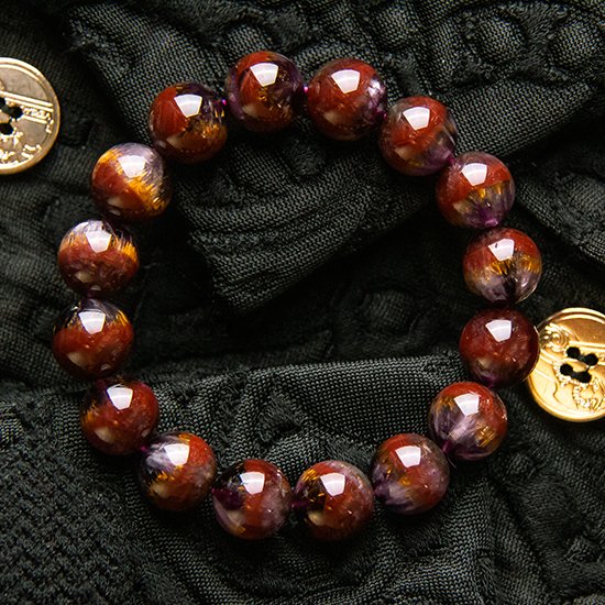 极品极光紫钛 Auralite Rutilated Amethyst Bracelet 极品极光紫钛 Auralite Rutilated Amethyst Bracelet