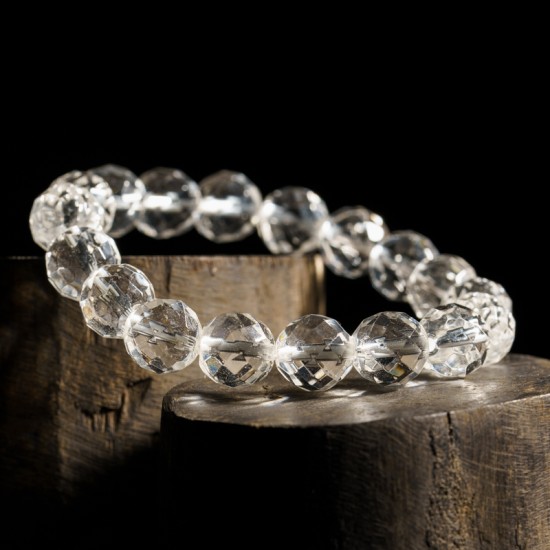 白水晶手链 ( 切面64 ) Clear Quartz Bracelet (Cut 64 Facets) 白水晶手链 ( 切面64 ) Clear Quartz Bracelet (Cut 64 Facets)