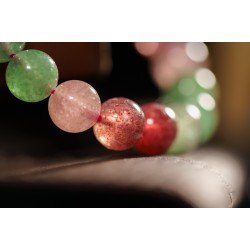 绿红草莓晶手链 Green And Red Strawberry Quartz Bracelet 绿红草莓晶手链 Green And Red Strawberry Quartz Bracelet