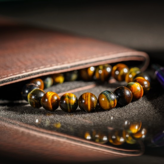 蓝虎眼石手链 10mm Blue Tigerite Bracelet 10mm