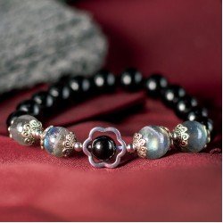 黑曜石+拉长石手链 Mix Crystal Bracelet (Obsidian + Labradorite)