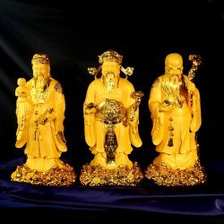 三星聚财 / 金沙福禄寿 Fortune / Golden Sanded Three Auspicious Lucky Star Gods