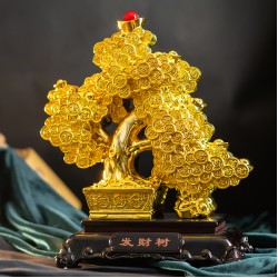 发财树 (镀金) - 小  Lucky Fortune Tree (Golden Coating) - Small Sized