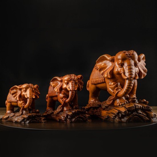 大象 - 吉祥旺财赐福（大）  Auspicious Prosperity Blessed Elephant (Wooden Material) 