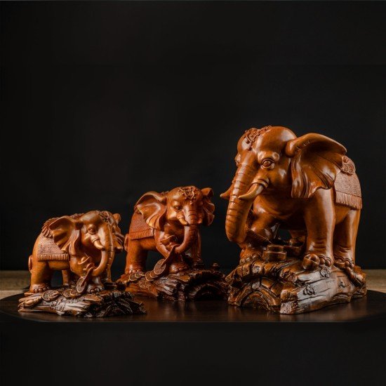 大象 - 吉祥旺财赐福（大）  Auspicious Prosperity Blessed Elephant (Wooden Material) 