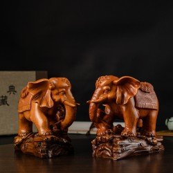 大象 - 吉祥旺财赐福（大）  Auspicious Prosperity Blessed Elephant (Wooden Material) 