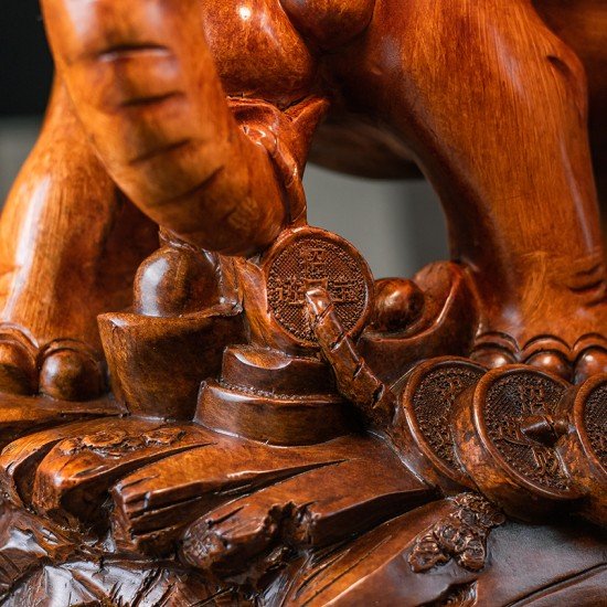 大象 - 吉祥旺财赐福（大）  Auspicious Prosperity Blessed Elephant (Wooden Material) 