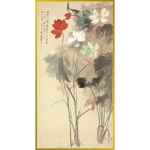 风水画 PT00027 : 彩色荷花